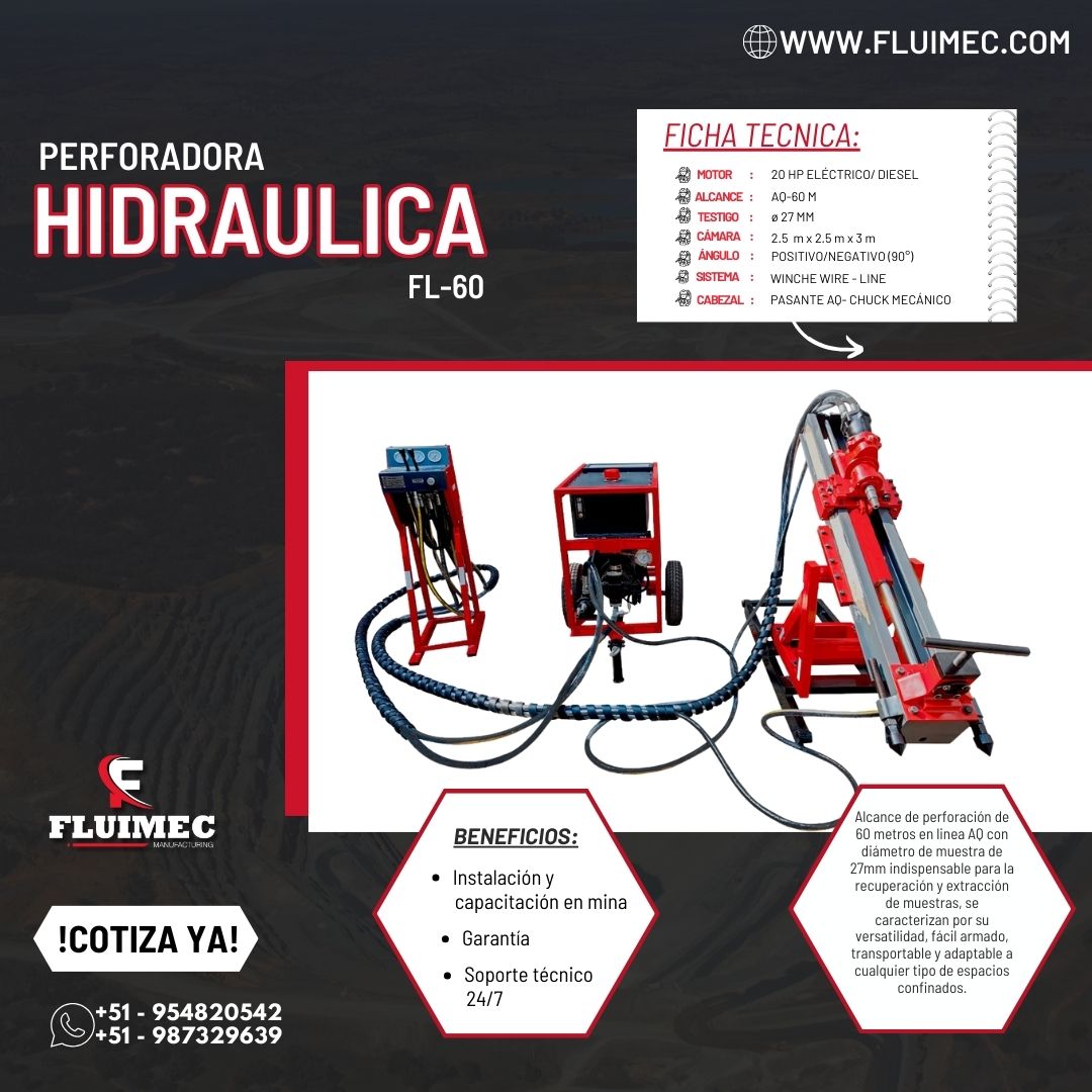 PERFORADORA FL 60 PARA MUESTREO DE NUCLEOS MINERIA